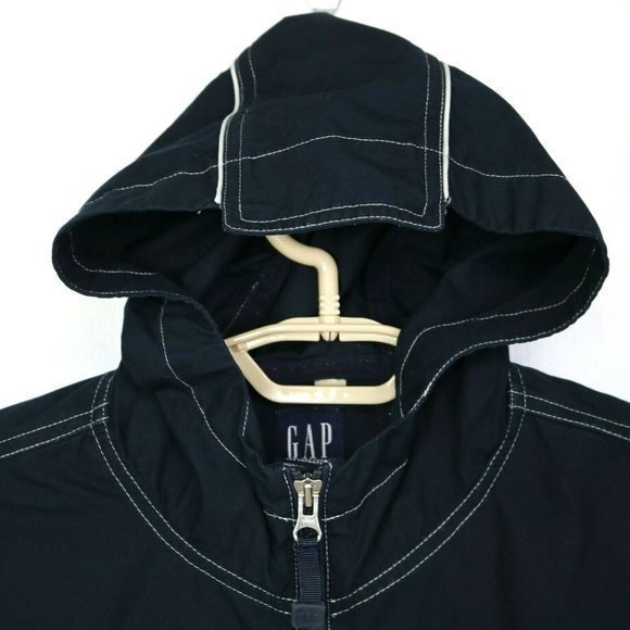 Gap Kids Girls Boys Jacket Coat Wind Breaker Blue Zip Up Hooded XXL 2XL - Picture 7 of 8